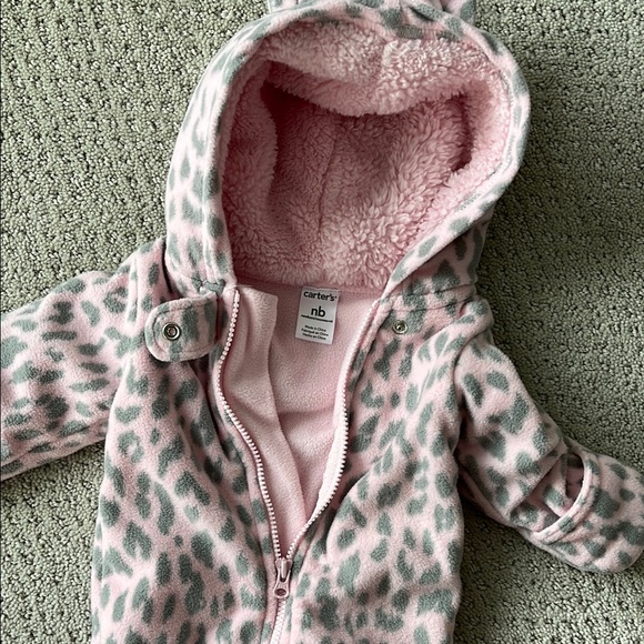 Carter's Pink Leopard Print Baby bunting winter - Picture 2 of 4